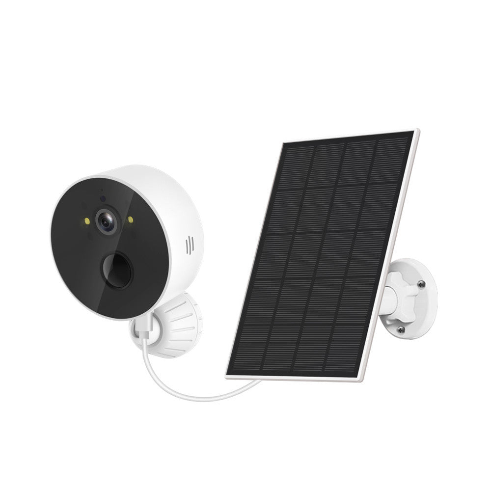Telecamera con staffa orientabile e pannello solare con supporto a muro