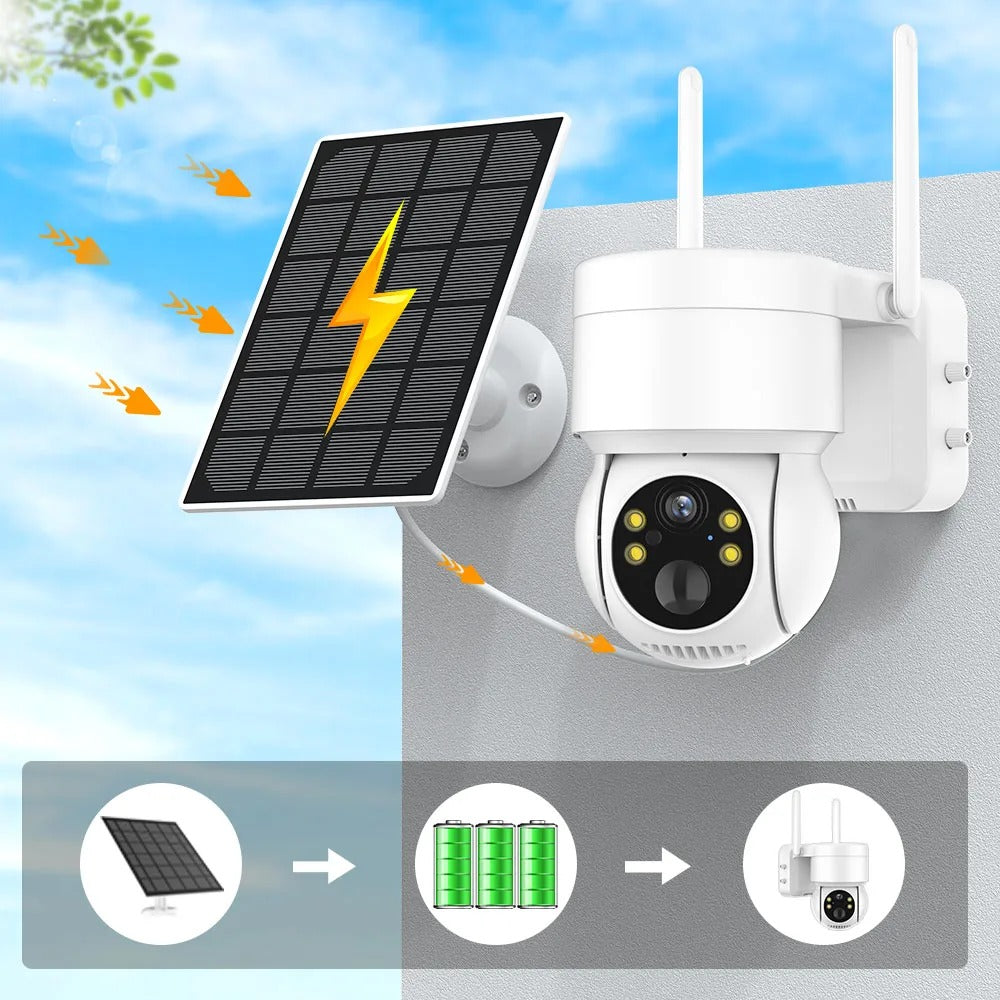 Outdoor Wireless Solar Built-in Battery Camera WiFi 4MP HD PTZ Camera 1080P
