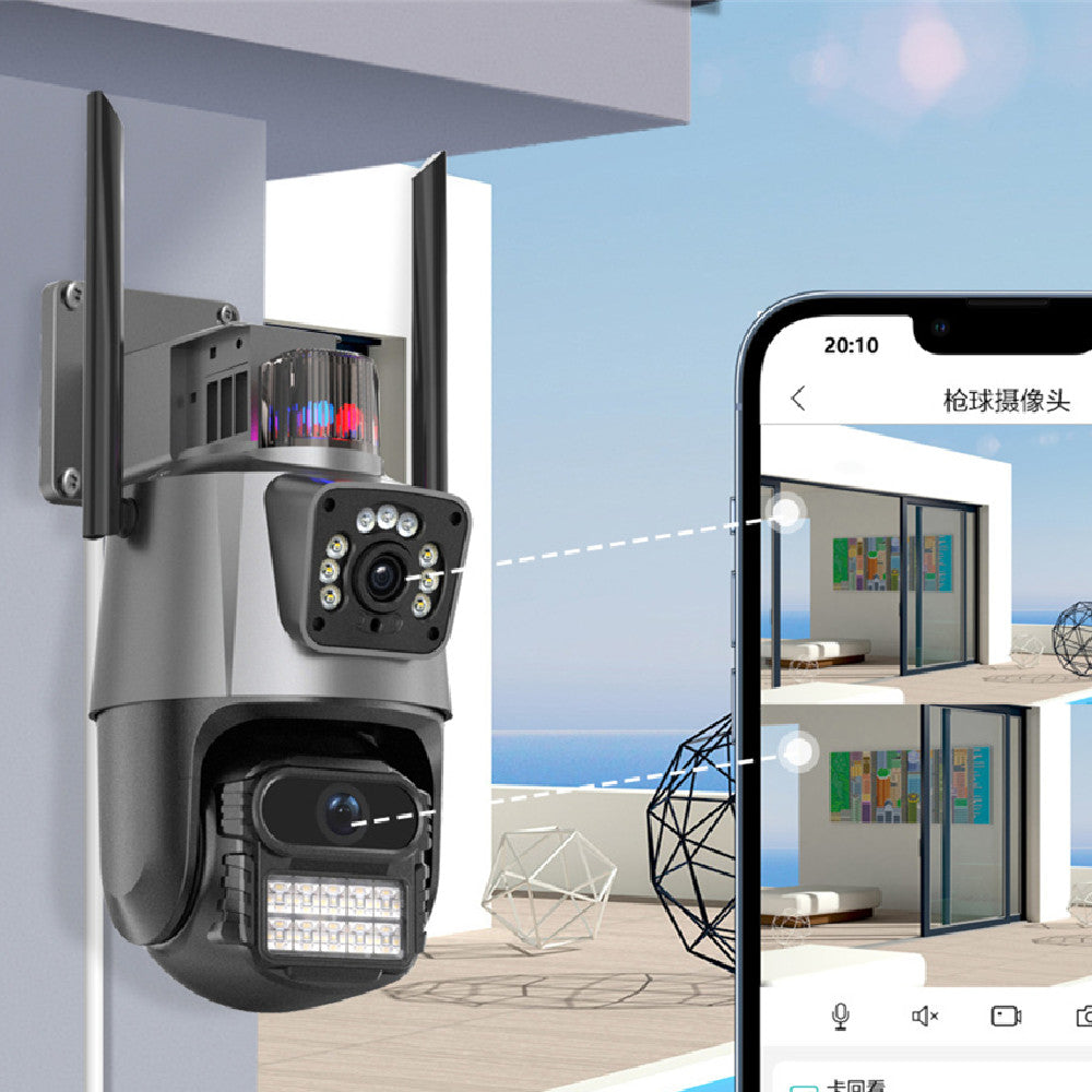 Telecamera WiFi da esterno 6MP con doppia lente, vista frontale