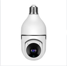 Telecamera di sicurezza a forma di lampadina con obiettivo visibile, ideale per videosorveglianza domestica