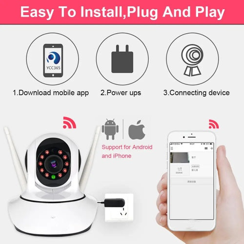 Telecamera di sorveglianza MicroElgo con installazione plug and play, compatibile Android e iPhone