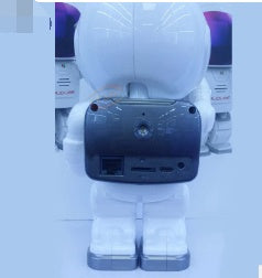 Telecamera di sicurezza MicroElgo con design robotico, ideale per videosorveglianza domestica e professionale.