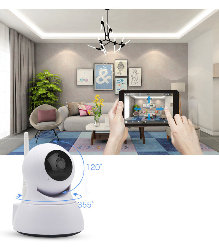 Telecamera WiFi 720P bianca, vista frontale con obiettivo da 3,6 mm