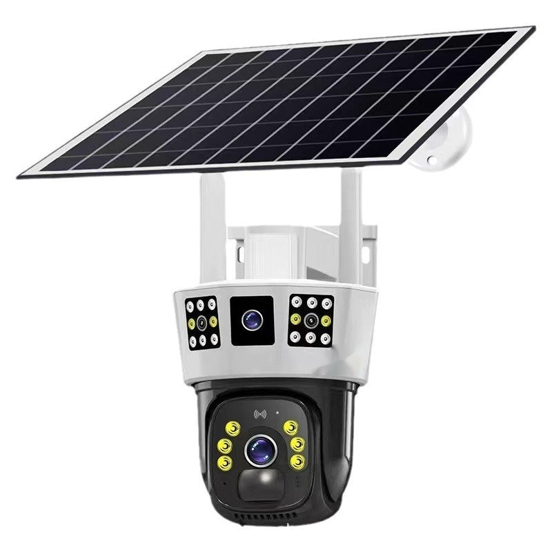 Vista posteriore della telecamera solare a doppio obiettivo