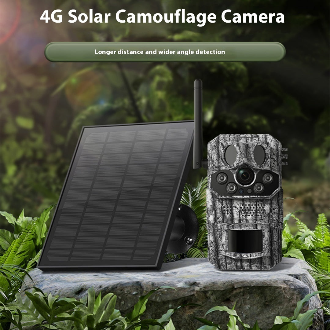 Fototrappola 4G solare vista frontale con pannello solare integrato