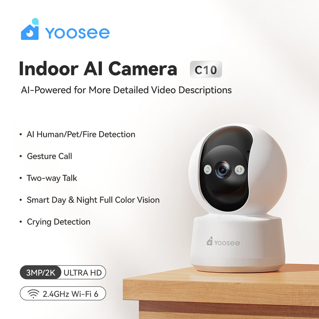 Telecamera WiFi 2K con rotazione a 360 gradi, vista frontale